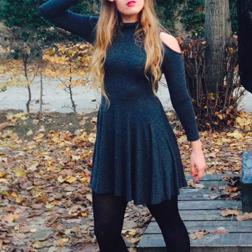 Urban Outfitters Sparkle & Fade Turtleneck Long sleeve Open Shoulder Mini Dress